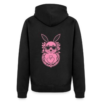 lapin rose violet avec coeur lapin de Pâques - Veste à capuche bio Premium Unisexe - noir - Dos - Nico (187cm)