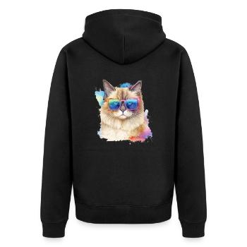 Chat ragdoll coloré cool avec des lunettes de soleil chat - Veste à capuche bio Premium Unisexe - noir - Dos - Nico (187cm)