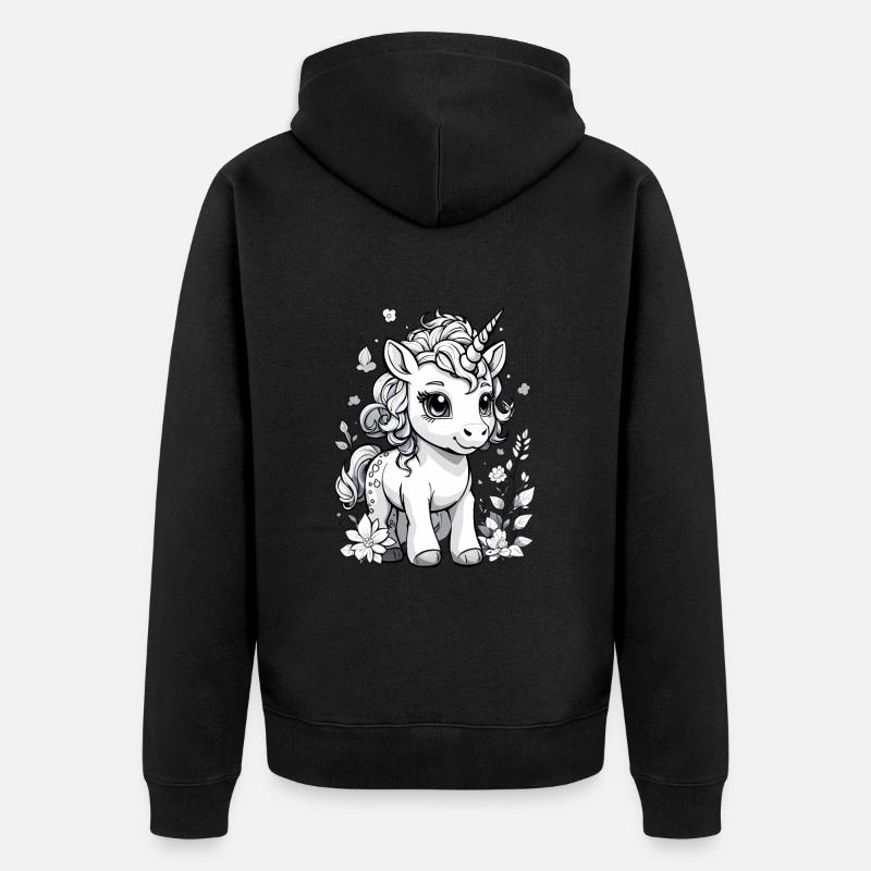 Licorne mignonne - Veste à capuche bio Premium Unisexe - noir