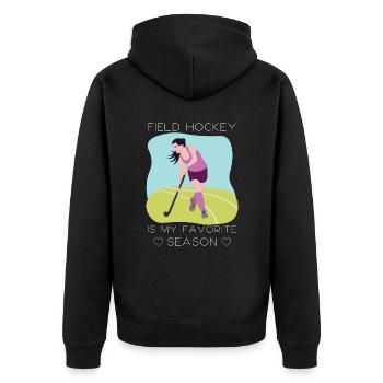 Le hockey sur gazon est ma saison préférée de hockey en salle - Veste à capuche bio Premium Unisexe - noir - Dos - Nico (187cm)