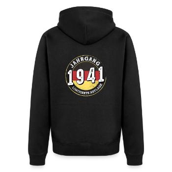 Jahrgangs 1941 Limitierte Auflage 83 years old - Unisex Premium Organic Zip Hoodie - black - Back - Nico (187cm)