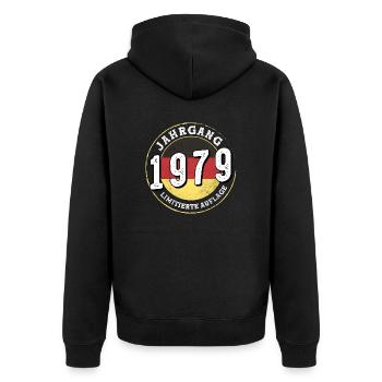 Limitierte Auflage Jahrgangs 1979 45 ans - Veste à capuche bio Premium Unisexe - noir - Dos - Nico (187cm)