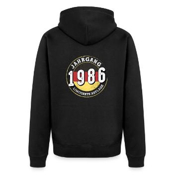Jahrgangs 1986 38 Jahre Jahrgang 1986 - Unisex Premium Bio Zip Hoodie - Schwarz - Hinten - Nico (187cm)