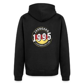 29 Jahre Jahrgang 1995 Jahrgangs 1995 - Unisex Premium Bio Zip Hoodie - Schwarz - Hinten - Nico (187cm)