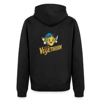 Healthy vegan vegetarian life laughing head of lettuce - Unisex Premium Organic Zip Hoodie - black - Back - Nico (187cm)