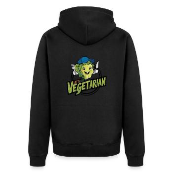 Healthy, vegan, vegetarian, animal welfare - Unisex Premium Organic Zip Hoodie - black - Back - Nico (187cm)