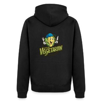 Healthy vegan vegetarian living - Unisex Premium Organic Zip Hoodie - black - Back - Nico (187cm)