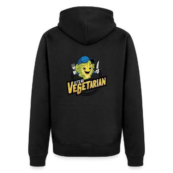Healthy vegan vegetarian life laughing head of lettuce - Unisex Premium Organic Zip Hoodie - black - Back - Nico (187cm)