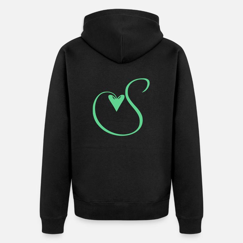 Monogramm S Herz Ranke - Unisex Premium Bio Zip Hoodie - Schwarz