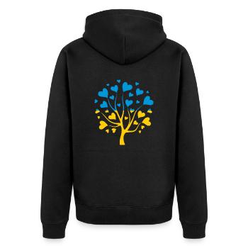 Ukrainische Flagge in Form eines Baumes der Liebe - Unisex Premium Bio Zip Hoodie - Schwarz - Hinten - Nico (187cm)