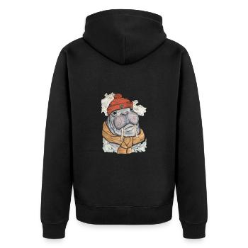 Walrus Coast - Unisex Premium Organic Zip Hoodie - black - Back - Nico (187cm)