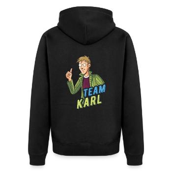 TKKG Team Karl Vierstein - Unisex Premium Bio Zip Hoodie - Schwarz - Hinten - Nico (187cm)