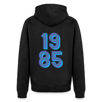 1985 Geburtsjahr | Farben änderbar - Unisex Premium Bio Zip Hoodie - Schwarz - Hinten - Nico (187cm)