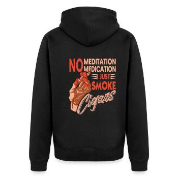 Keine Meditation Keine Medikamente Nur Zigarren ra - Unisex Premium Bio Zip Hoodie - Schwarz - Hinten - Nico (187cm)