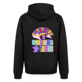 Steal hearts and dashes blow up unicorn fart Einh - Unisex Premium Organic Zip Hoodie - black - Back - Nico (187cm)