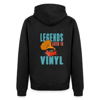 Legenden hören Vinyl-Schallplatten - Unisex Premium Bio Zip Hoodie - Schwarz - Hinten - Nico (187cm)
