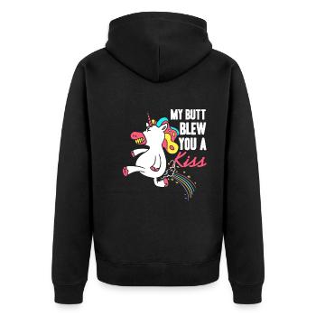 My butt blows you a kiss unicorn fart - Unisex Premium Organic Zip Hoodie - black - Back - Nico (187cm)