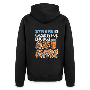 Le stress est causé par trop peu de café glacé - Veste à capuche bio Premium Unisexe - noir - Dos - Nico (187cm)