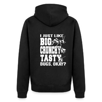 I just like big, crunchy, delicious insects - Unisex Premium Organic Zip Hoodie - black - Back - Nico (187cm)
