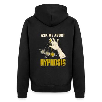 Posez-moi des questions sur l’hypnose - Veste à capuche bio Premium Unisexe - noir - Dos - Nico (187cm)