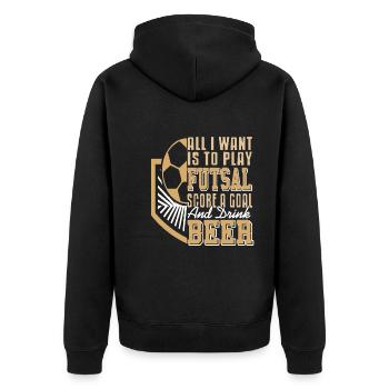 Ce que je veux jouer au futsal, marquer des buts et de la bière - Veste à capuche bio Premium Unisexe - noir - Dos - Nico (187cm)