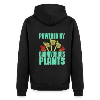 Powered by carnivorous plants - Unisex Premium Organic Zip Hoodie - black - Back - Nico (187cm)