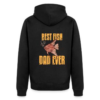 Der beste Fisch-Dad aller Zeiten - Unisex Premium Bio Zip Hoodie - Schwarz - Hinten - Nico (187cm)