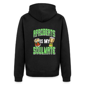 Afrobeats is my Soulmate - Unisex Premium Bio Zip Hoodie - Schwarz - Hinten - Nico (187cm)