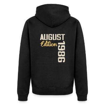 Anniversaire Août 1986 - Edition Limitée Août 1986 - Veste à capuche bio Premium Unisexe - noir - Dos - Nico (187cm)