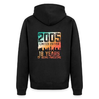 18e anniversaire 18 ans nés en 2005 - Veste à capuche bio Premium Unisexe - noir - Dos - Nico (187cm)