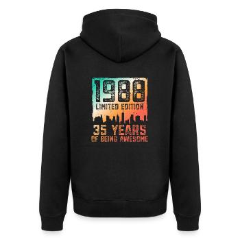35 anniversaire 35 ans né en 1988 - Veste à capuche bio Premium Unisexe - noir - Dos - Nico (187cm)