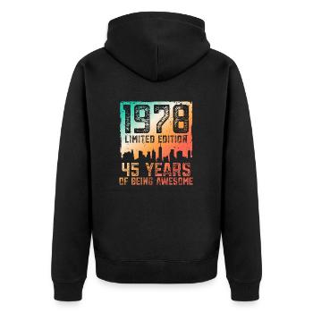 45 anniversaire 45 ans nés en 1978 - Veste à capuche bio Premium Unisexe - noir - Dos - Nico (187cm)