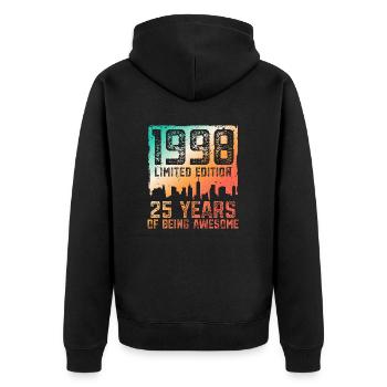 25 anniversaire 25 ans né en 1998 - Veste à capuche bio Premium Unisexe - noir - Dos - Nico (187cm)