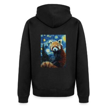 Red Panda, Van Gogh, Starry Night - Unisex Premium Organic Zip Hoodie - black - Back - Nico (187cm)
