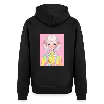 Anime, Anime Girl, Anime Girl, Elf - Unisex Premium Organic Zip Hoodie - black - Back - Nico (187cm)