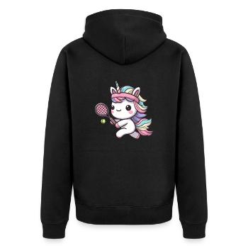 Licorne mignonne en tant que joueur de tennis - Lust - Veste à capuche bio Premium Unisexe - noir - Dos - Nico (187cm)