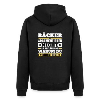 Les boulangers ne se disputent pas - Veste à capuche bio Premium Unisexe - noir - Dos - Nico (187cm)