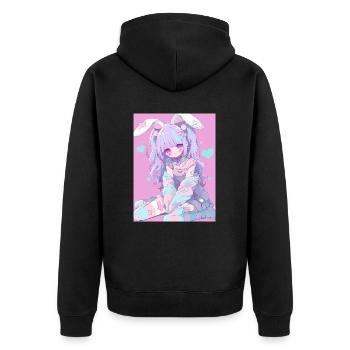 Hase Bunny Girl Anime Manga Pastel Goth Geschenk - Unisex Premium Bio Zip Hoodie - Schwarz - Hinten - Nico (187cm)
