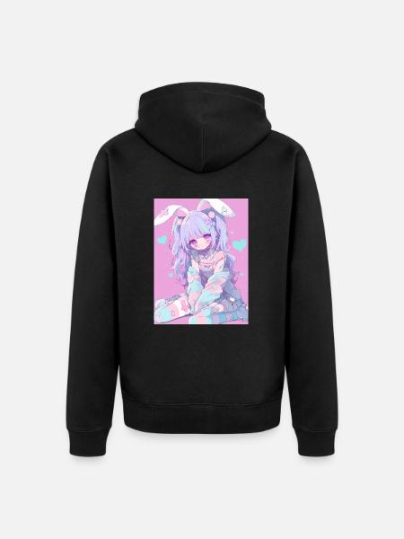 Hase Bunny Girl Anime Manga Pastel Goth Geschenk - Premium økologisk unisex-hættejakke - sort
