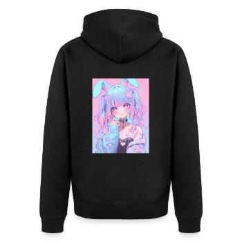 Hase Bunny Girl Anime Manga Pastel Goth Geschenk - Unisex Premium Bio Zip Hoodie - Schwarz - Hinten - Nico (187cm)