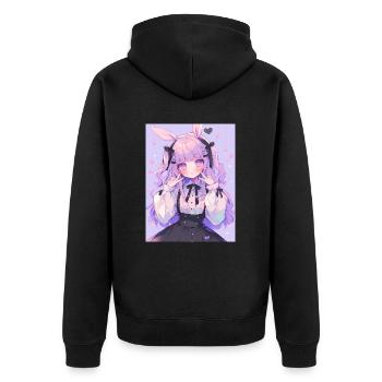 Hase Bunny Girl Anime Manga Pastel Goth Geschenk - Unisex Premium Bio Zip Hoodie - Schwarz - Hinten - Nico (187cm)