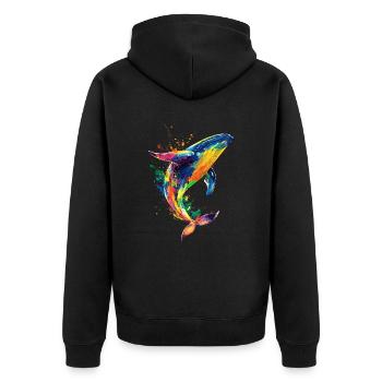 Whale Pop Art Colorful - Unisex Premium Organic Zip Hoodie - black - Back - Nico (187cm)