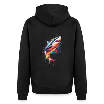 Shark Pop Art Colorful Color - Unisex Premium Organic Zip Hoodie - black - Back - Nico (187cm)