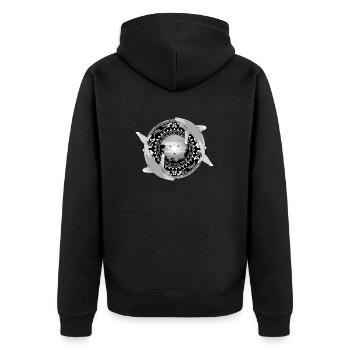Weißspitzenhochseehaie Hawaiianisch Polynesisch - Unisex Premium Bio Zip Hoodie - Schwarz - Hinten - Nico (187cm)
