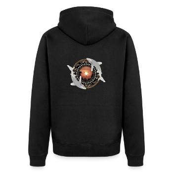 Weißspitzenhochseehaie Hawaiianisch Polynesisch - Unisex Premium Bio Zip Hoodie - Schwarz - Hinten - Nico (187cm)