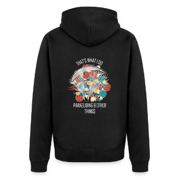 Paragliding Gleitschirm Paragleiter Paraglider - Unisex Premium Bio Zip Hoodie - Schwarz - Hinten - Nico (187cm)