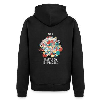 Paragliding Gleitschirm Paragleiter Paraglider - Unisex Premium Bio Zip Hoodie - Schwarz - Hinten - Nico (187cm)
