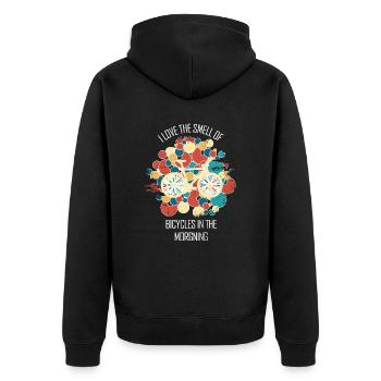 Fahrradwerkstatt Fahrradmonteurin Fahrrad - Unisex Premium Bio Zip Hoodie - Schwarz - Hinten - Nico (187cm)