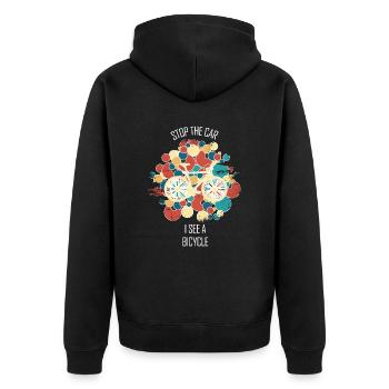 Fahrradwerkstatt Fahrradmonteurin Fahrrad - Unisex Premium Bio Zip Hoodie - Schwarz - Hinten - Nico (187cm)