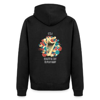 Harfe Geschenk Musikinstrument Musiker Zupfen - Unisex Premium Bio Zip Hoodie - Schwarz - Hinten - Nico (187cm)